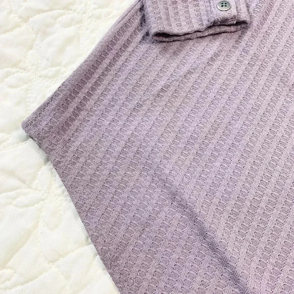 Chaser Size M Purple Waffle Knit Long Sleeve Thermal Top - Picture 7 of 8